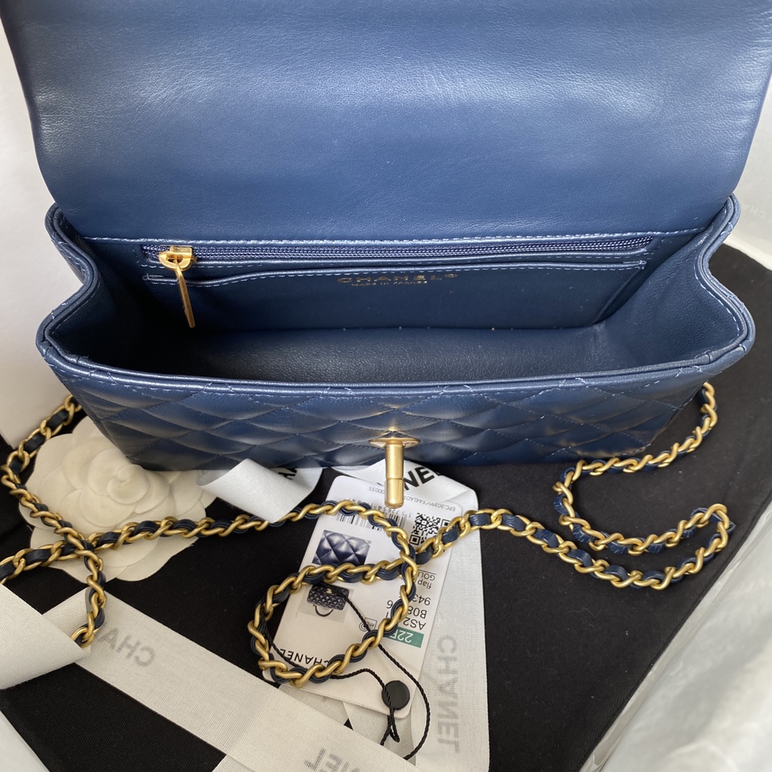 Small Classic Flap Lambskin Handbag Shoulder Bag AS2431 Dark Blue